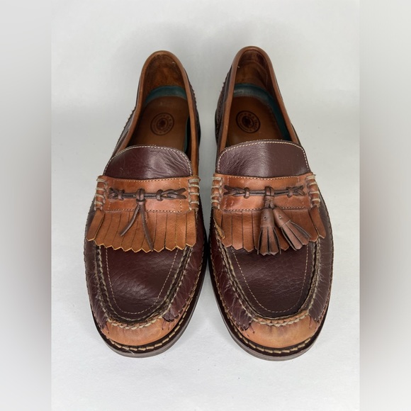 H.S. Trask Bozeman Tassel Moc-Toe Dress Loafer Two Tone Leather Mens Size 12M - Picture 6 of 15